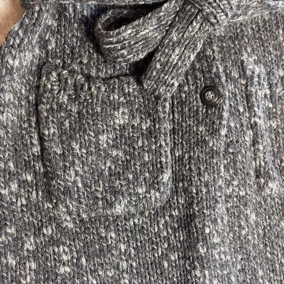 Vintage 90's Express Charcoal Grey Wool Blend Belted Longline Cardigan Sweater L - Picture 12 of 13